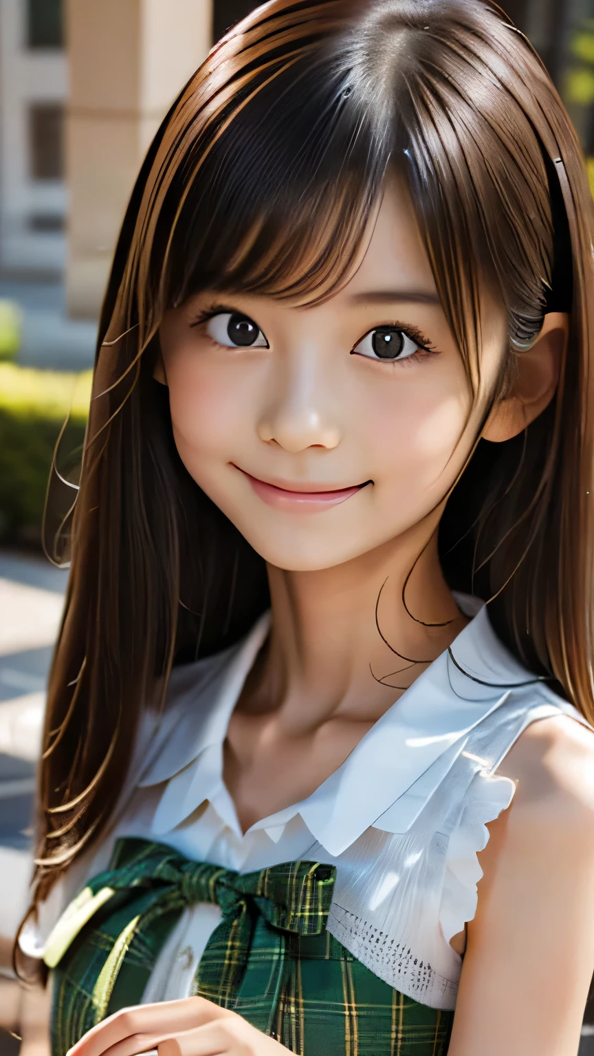 (Beautiful Japanese Women), Cute Face, (Deeply chiseled face:0.7), (freckles:0.6), Soft Light,Healthy white skin, shy, (Serious face), (Sparkling eyes), thin, smile, 