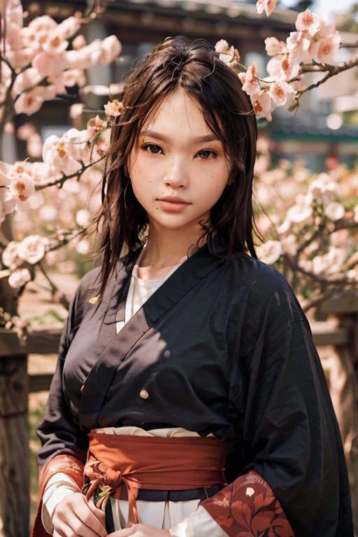 a beautiful japanese college girl with some freckles on her face inspired by hamada hideyaki shot by contax g1 with portra 800 film roll, ()), ,((intricate scenery)),(), ((sun rays)), ((front view:1.4)), smiling, ((big smile))