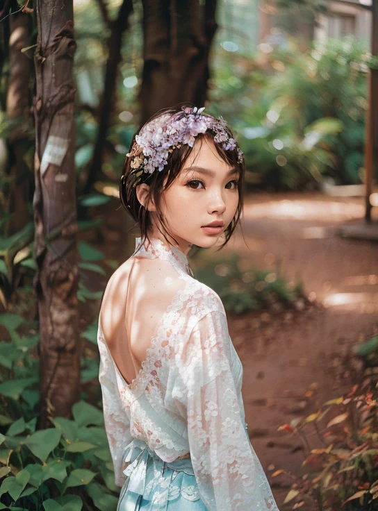 a beautiful japanese college girl with some freckles on her face inspired by hamada hideyaki shot by contax g1 with portra 800 film roll, ()), ,((intricate scenery)),(), ((sun rays)), ((front view:1.4)), ((looking at viewer:1.5)), ((looking in camera))