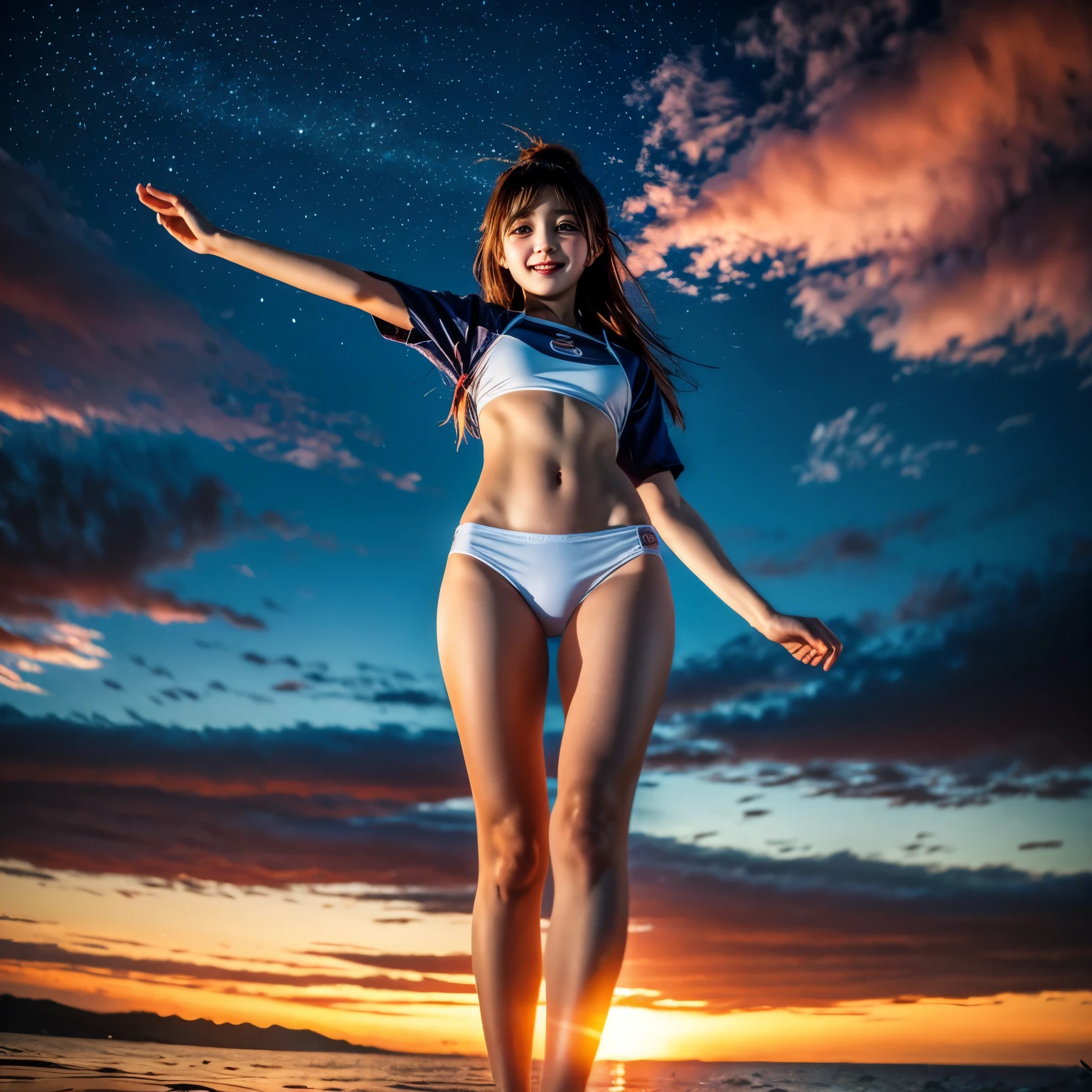 (White and vivid colors, Acutance, exposed:1.28),(nipple:-1), (Upward composition, Thongs:1.2), surfer girls (Flying, Jumping High:1.5), ((face variations)), { Navel | pretty Ass | Delicate lace knitted wear | (morning glowing) }, { Glistening tanline | oiled ivory skin | Childish | Overflowing | Biomechanical HUGE and HEAVY boob }, (portrayed in the best quality and high resolution, ultra-detailed, realistic and (photorealistic:1.37) with a touch of rawness). { Volumetric ((back lighting)) | concept art | enhancing the overall visual impact }. { Whole Body proportions and all limbs are anatomically accurate | ((Gigantic Overflowing sideboob:1.25)) | (:d) | (Different types of hair colors) } .
