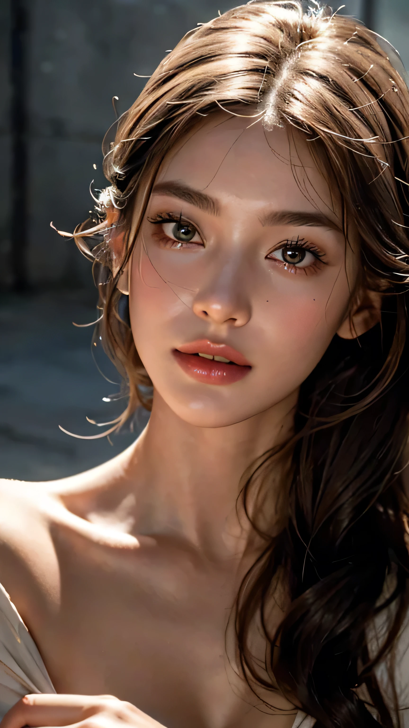 Roughcraft'Female Alien from 's World, Super detailed artistic photography, midnight aura, night sky, Detailed gorgeous face, dream-like, shine, with backlight, Glamour, sparkling, (very detailed face and eyes:1.2), (High resolutionの光る赤い目:1.4), perfect anatomy, (Beautiful toned body:1.5), (Moisturized skin:1.2), no makeup, (Bear:1.1),(thick eyebrows:1.2), long canines. Smooth, extRa High resolution, 8K, unreal engine 5, super sharp focus, Art by Alberto Seveso, art germ, Barbaric, SF, Complex masterpieces of art, evil, Matte Movie Poster with Image, golden ratio, Trending on CGsociety, Complex, wonderful, Trending with ArtStation, author: art germ, H. R. Giger and Beksinski, very detailed, Roughcraft's World, cthulhu, vibration, drawing cinematic characters, Super high quality model, cinematic quality, Detail up, (Complex details:1.2), High resolution, High resolution, draw faithfully, (thick eyebrows:1.2), (big scarlet eyes:1.3)