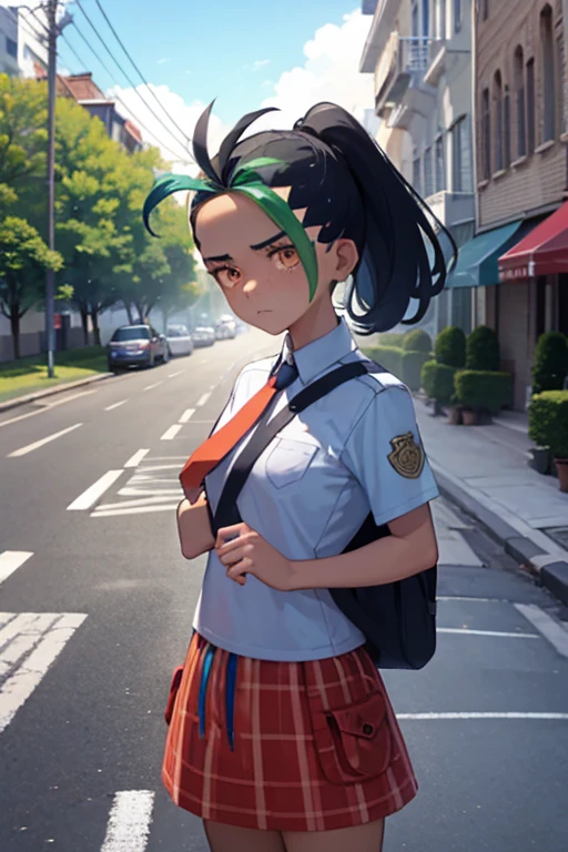 Nemo, a high school girl, looks disappointed on the street