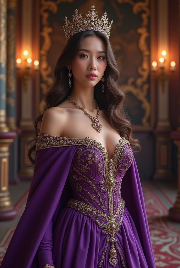 (masterpiece, best quality:1.5), highest quality, High resolution, super detailed, Realists, Upper body photo of a sorceress, dark skin, detailed and beautiful eyes, beautiful detailed lips, very detailed eyes and face, longeyelashes, shiny satin dress, Holds a wand in his hand and performs a transformation spell( Magic wand lights up) Beautiful and colorful makeup, elegant and noble々The jewelry bag, Gardens as background, soft daylight, bright colors, fine brushstrokes, Portrait style, Silk dress fabric, beautiful color palette, glowing skin, First-class rendering, that captures every detail, enchanting atmosphere, subtle shadows and lights, (perfect anatomy:1.2), (The stunning sorceress transforms a dress) (eine Transformation):1.4), (magnificent panorama view:1.2)