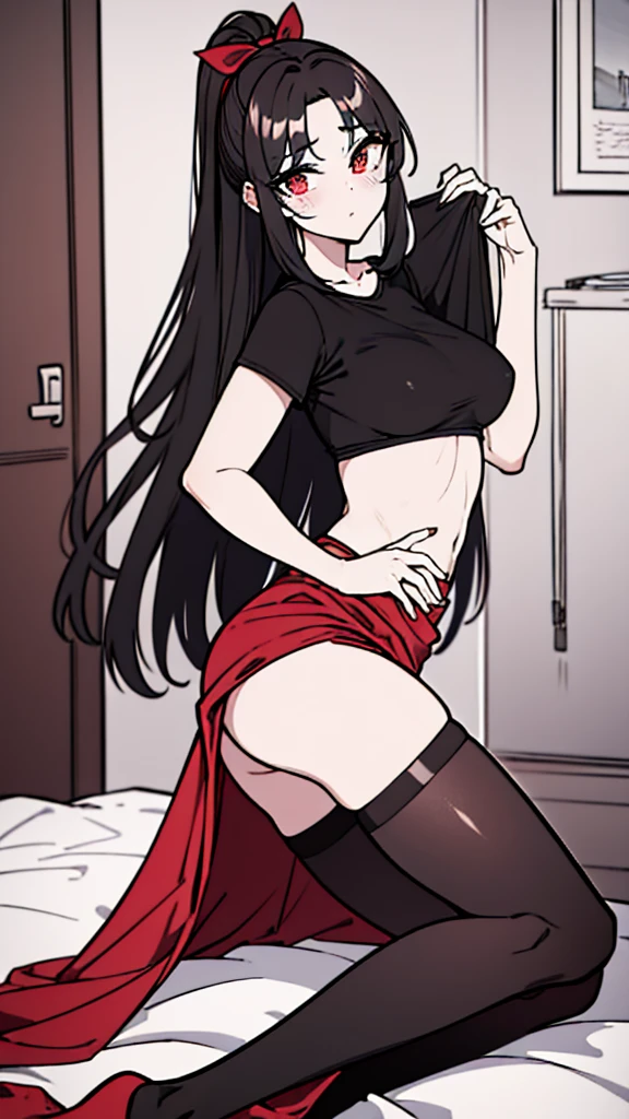 Full body image, (((masterpiece))), HD 4k res image, no blur, Violet Parr possessed by perverted spirit, horror theme, in a creepy bedroom, night, sad, pleasure face, satisfied, glowing evil red eyes, long black hair, hairband, slender Lolicon body, small breast, hentai, nsfw, , sweating, blushing, revealing lingerie, prostituting, seductive pose, she shows me her pussy