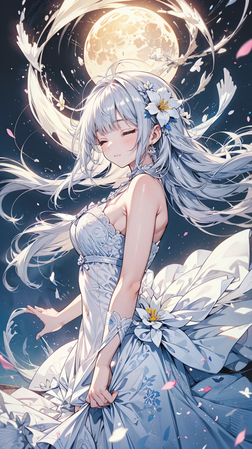 bust, Waves, 1 girl, extremely long hair, Silver slit dress,
Flowers bloom, galaxy, crystal, Spiral Nebula, birds, Like a dream,
best quality, masterpiece, Ultra-high resolution, illustration, Deep Shadow, Rim Light,
Ultra-delicate, Clear focus, (high resolution), Deformed depth of field blurred background, Detailed background, Perfect layer cutting,