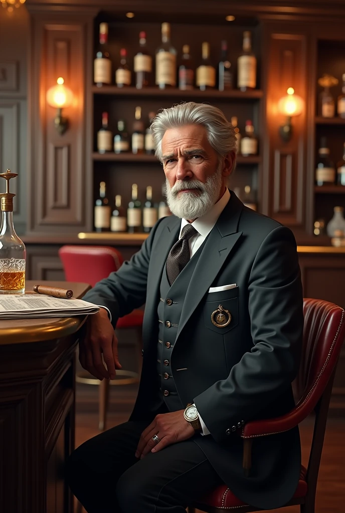 Homem velho tomando whisky