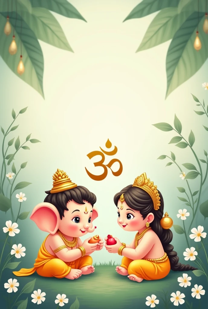 Kid lord krishna and bal ganesh wearing goggles and crown
