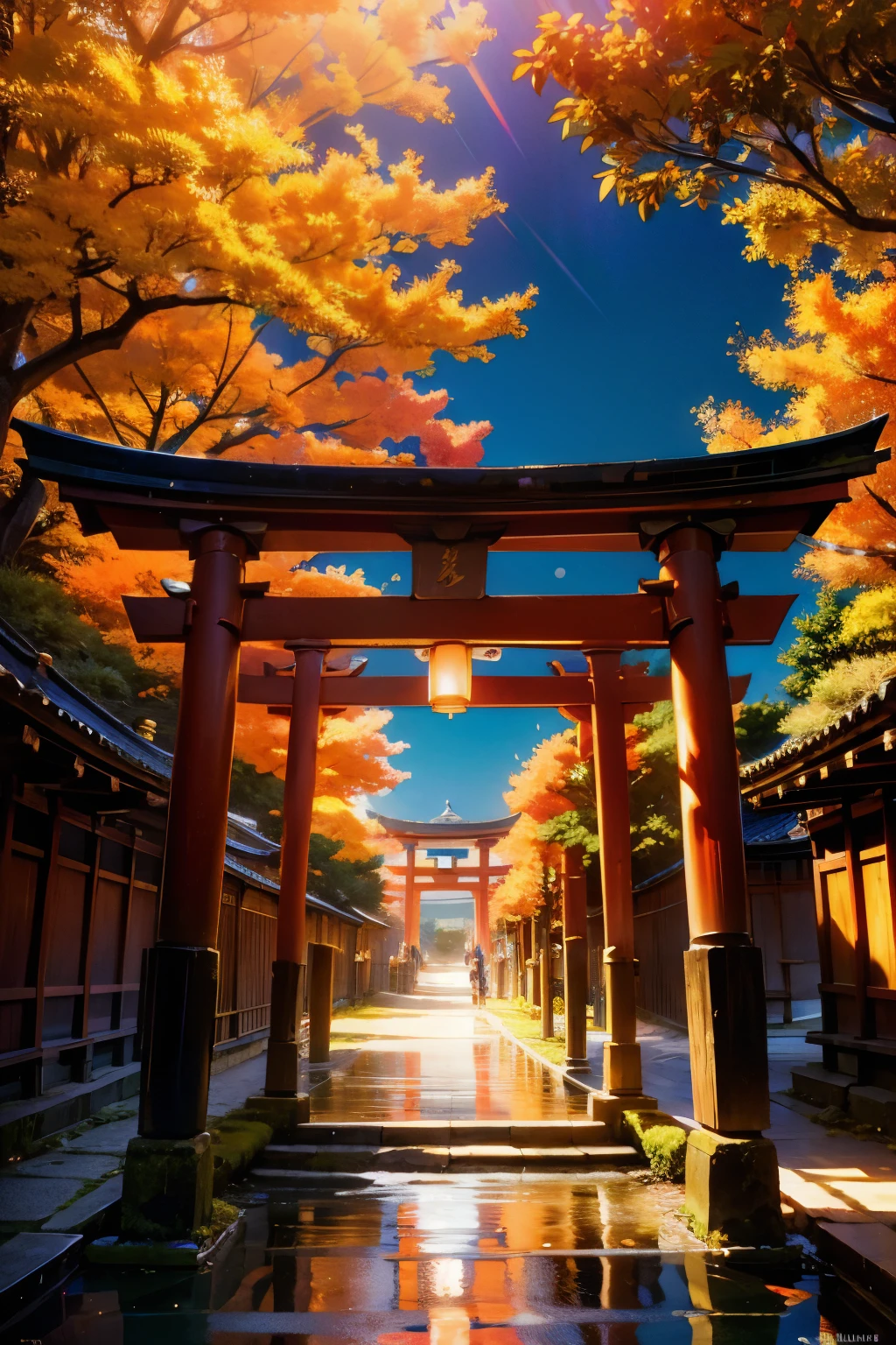 torii,Dragon Scales,Dazzling Light,High resolution, High resolution, 8K, Masterpiece 2:1,( Shrines in Kyoto)Light