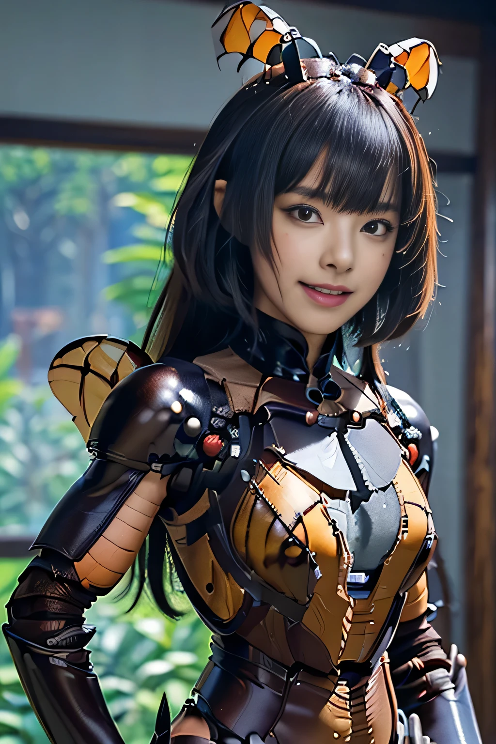 (high resolution,masterpiece,best quality,extremely detailed CG, anime, official art:1.4), realistic, photo, amazing fine details, all intricate, gloss and shiny,awesome many layers, 8k wall paper, 3d, sketch, kawaii, illustration,( solo:1.4), perfect female proportion,villainess, (fusion of dark brown cockroach and lady:1.4), (brown cockroach form lady:1.2), (brown cockroach lady:1.2), (fusion:1.2), (solo:1.4), (evil smile:1.2), muscular, abs, (cockroach brown exoskeleton bio insect suit:1.4), (cockroach brown exoskeleton bio insect armor:1.2), (brown transparency cockroach wing:1.4), (brown cockroach antennae:1.3),