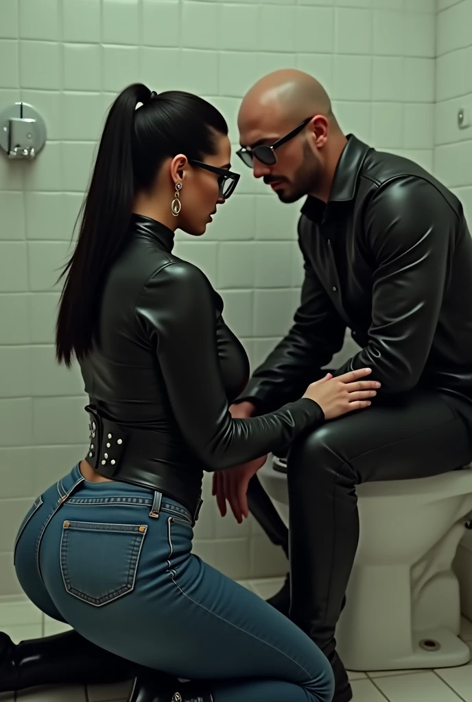 African American woman, black woman performing fellatio, deepthroat, her back against the wall, voluptuous, big ass, full body, UHD, 32k, 8k, dreadlocks, dark skin, dripping wet, wet body, wet t-shirt