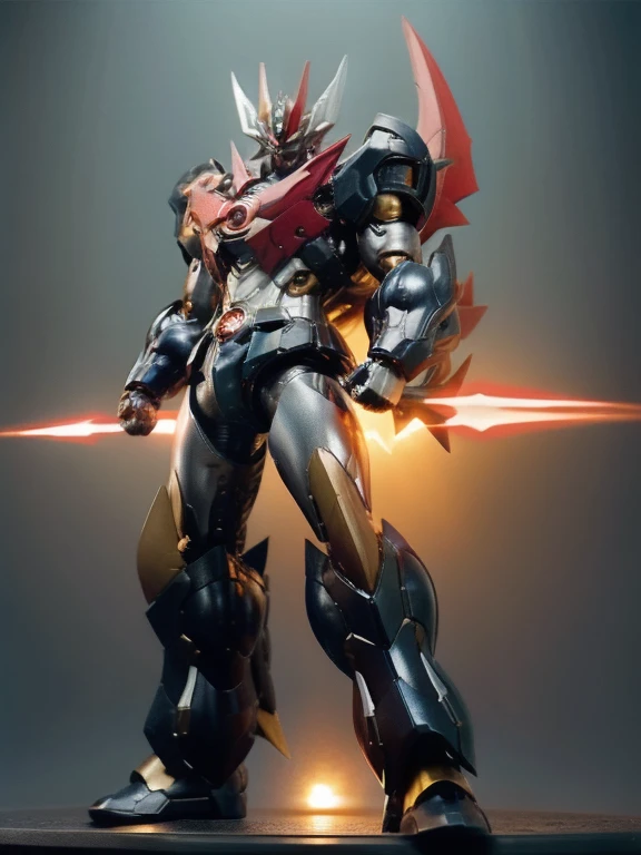 humanoid mech, Fully enclosed shoulder guards, Matching arm and leg guards, whole body, Full Armor, Super Robot, Robust and agile design, (The color scheme is mainly white.、With red and blue accents。, the concept Inspired by Super Robot, Mazinger Z concept chest armor, stop temporarily, Are standing, Floating above a futuristic sci-fi city), Exquisite and mature art style, (Aura effect, energy, Glowing Eyes, Armor Shines), ((ＳＲＳ)), metallic,Glowing Eyes　 dramatic, High resolution, Highest quality, High resolution, Very detailed, Ultra-fine painting, Very delicate, Professional, 完璧なボディProfessionalポーション, Anatomically correct, Symmetrical face, Very detailed目と顔, High quality eyes, creativity, RAW Photos, 超High resolution, 32K, Natural light, Cinema Lighting, masterpiece-anatomy-perfect, masterpiece:1.5　Glowing Eyes　Mazinkaiser　Big eyes