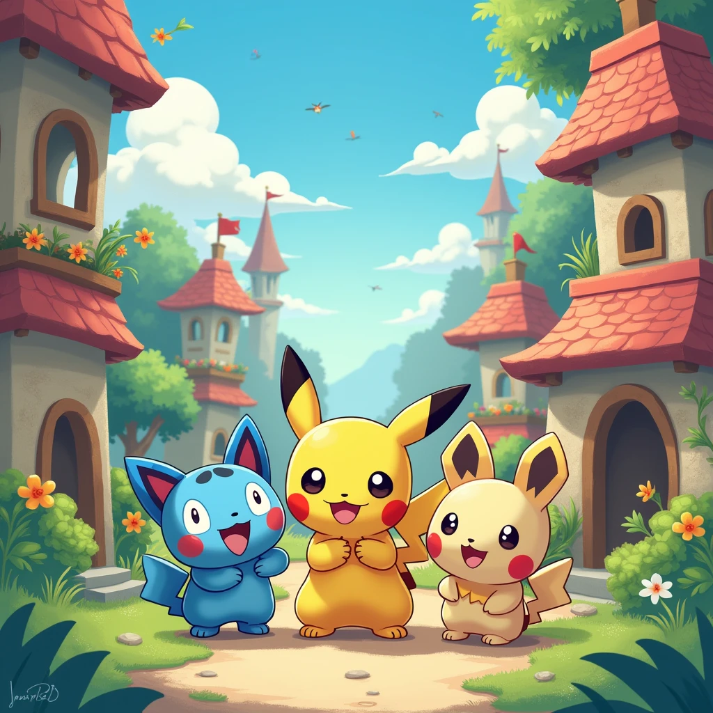 Pokémon, Cartoon illustration style, whimsical and expressive characters, exaggerated features and emotions, versatile and adaptable for various storytelling purposes.
(best quality, masterpiece), very aesthetic, perfect composition, intricate details, ultra-detailed, vivid colors