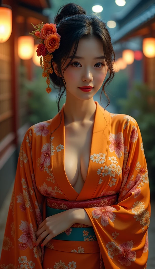 Pretty Woman、fullnude、Yellow ribbon on hair