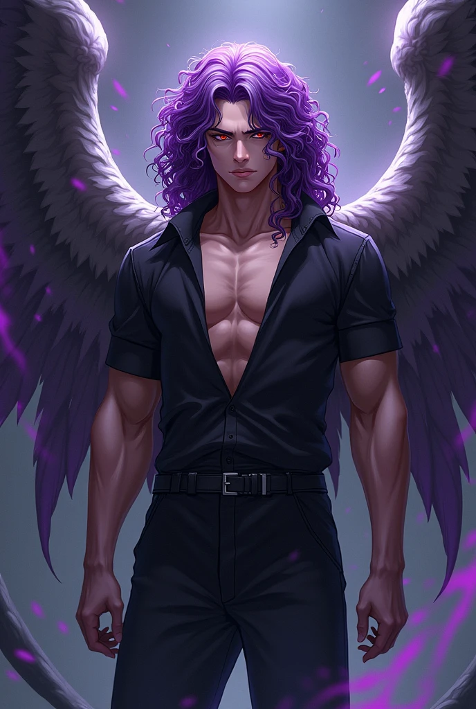 (8k,photorrealistic　RAW photograph　Maximum quality;1.4) (1 young boy) Super handsome king of the underworld　(lifelike face) 　(far away, hair highlights to the side red purple colors)　slenderbody　full of hair, eyeballs, muscular guy　grandes eyeballs cor-de-azul　Purple red color butterfly outfit　Butterfly decoration　red purple colorsFangs peeking out of the mouth　Pointed claws　a seductive gaze　Beautiful expression　A hyper-realistic　(King of the Underworld)　appealing　(real looking skin)　super high resolution　high détail　Luxurious purple red color pants　Purple red butterfly aura emanating from the body　effect　Red purple butterfly wings 