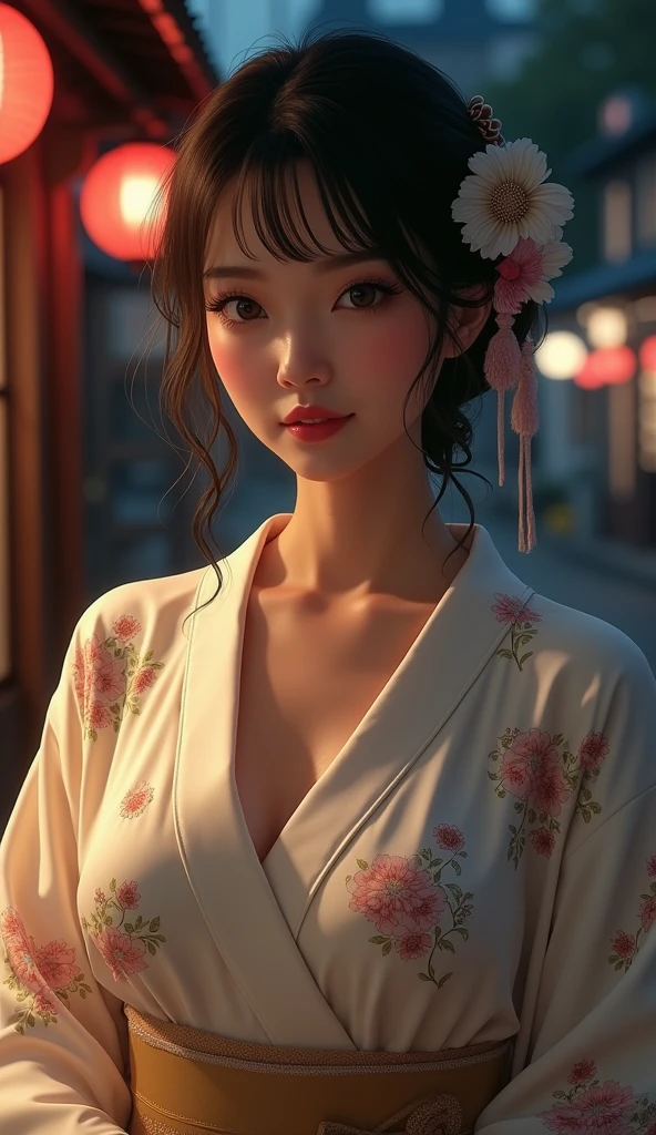 Beautiful thighs exposed、Long False Eyelashes、Blue eyeshadow、Bright red lips)))、(((The yukata is short and her thighs are showing.)))、(((Both shoulders are visible)))、(((sexy see-through yukata)))、Cute 20 year old Japanese idol、(((Bare skin visible through the yukata.)))、(((A see-through yukata)))、(One Girl)、Very cute face、Great face and eyes、(Highly detailed eyes、Highly detailed face)、Fresh、Very beautiful appearance、(超Realistic、High resolution)、(Highest quality:1.4)、RAW Photos、(Realistic、Realistic:1.37)、Professional photos、(A light pink floral yukata with a sheer quality that reveals a hint of skin.:1.5)、(Open yukata)、(Cleavage:1.2)、(Exposed shoulders)、smile、(Iを見つめて)、(((Crowded food stall at night)))、Portrait of a Girl、(((I&#39;Not wearing underwear)))、Big Breasts、Cleavageを強調、Glowing Skin、It&#39;s hot and humid and I&#39;Sweating、A yukata that fits snugly against the skin