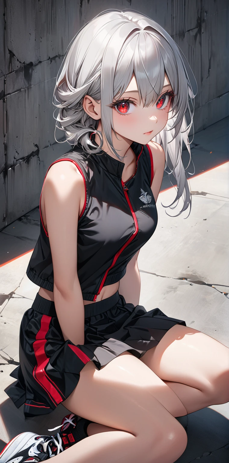 basketball uniform, shorts, midriff, sleeveless, absurdres, RAW photo, extremely delicate and beautiful, masterpiece, Best Quality, ultra high resolution, 32k, hyperrealistic, ultra-detailed, detailed description, pale skin, 20 years old, tearful mole, earring, big tits, short medium hair, wavy hair, full body shot,