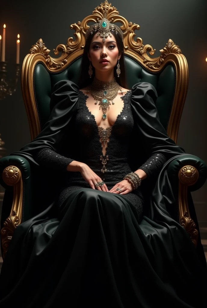 Black tones、Hell、purgatory、Mozart's Requiem、Mystical、horor、gotik、darkness、Demon God、Diabolical、Tote、karo、badas、epidemic disease、ruler、Pitch Black Darkness、hopelessness、lamentation、ghosting、Queen of the Exiles、awe、immortal、draconian、Awe-inspiring Hall々、proud、noble、dignity、solemnity、Ruthless、greed、3-point live method、Oil Painting、Best Quality、hight resolution、foco nítido、Portrait of Queen D,Highly detailed footage of the Queen of the Exile,Stunning portrait of the Queen of the Exparted,Portrait of the Queen of the Demon World,Full body close-up of the Queen of the Dead