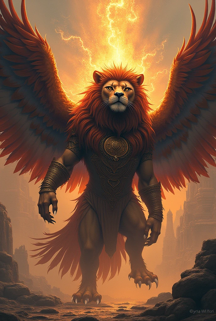 The image of the shamanic lion with eagle wings represents the duality between strength and freedom, combining the essence of two powerful animals.