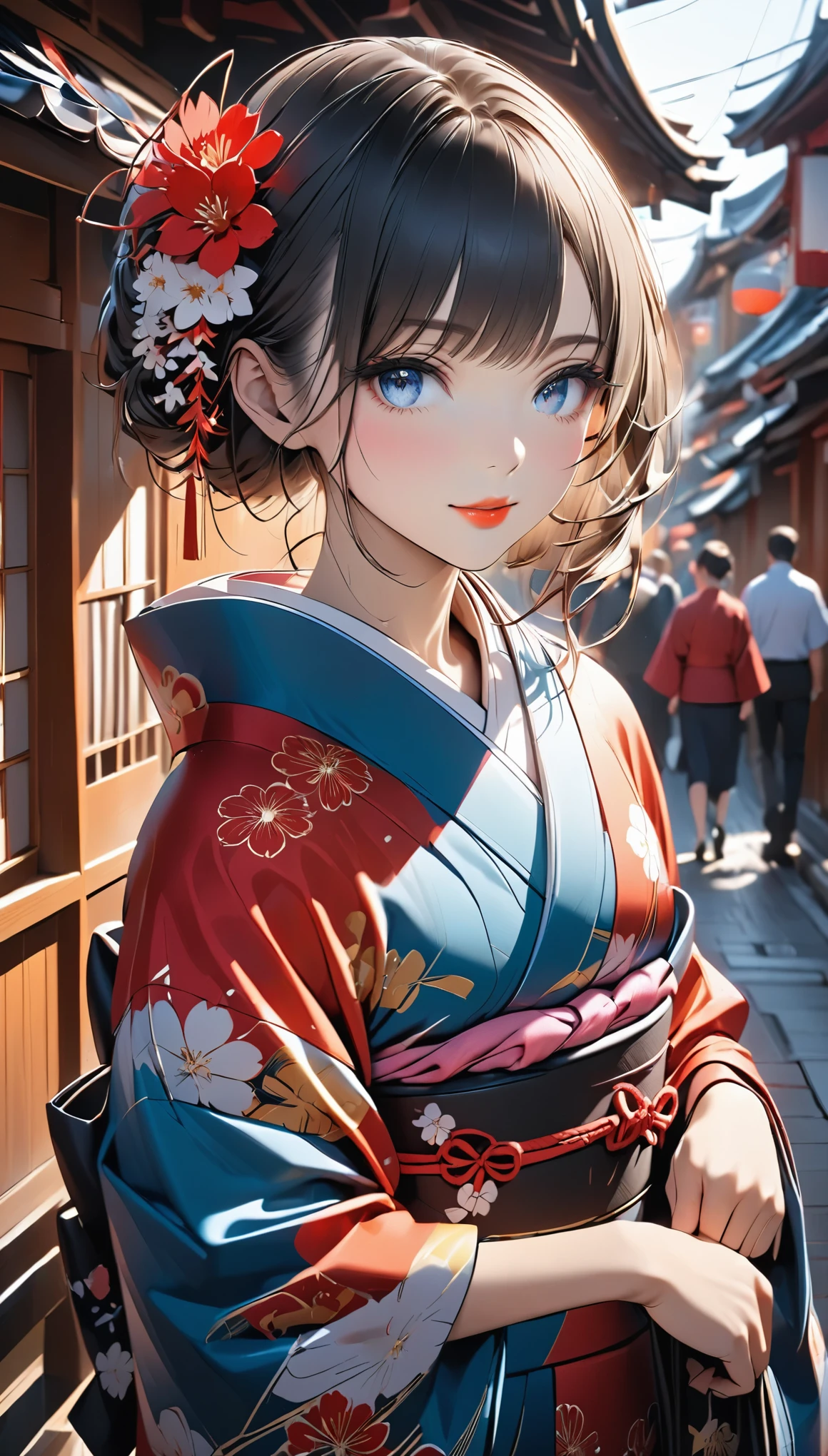 Wearing a Japanese kimono