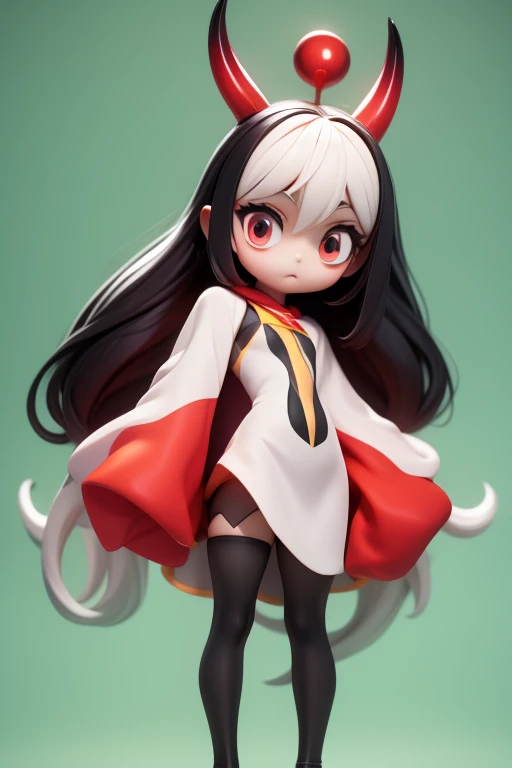 　Primary school students　young　small　height: 130cm　Standing picture Simple design　The dress is a one-piece　camisole　Sleeveless　No sleeve　Long Hair　Long black hair　Hair is black　Red eyes　Shoulder-baring ahoge　Kokeshi
