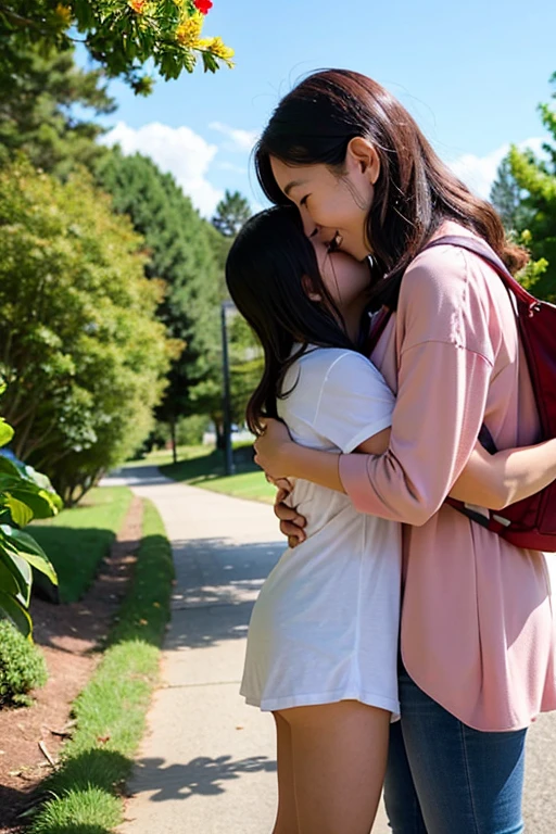 15year old:a junior high school student、the kiss、bich、Thigh、embracing each other、lesbian、Show your teeth