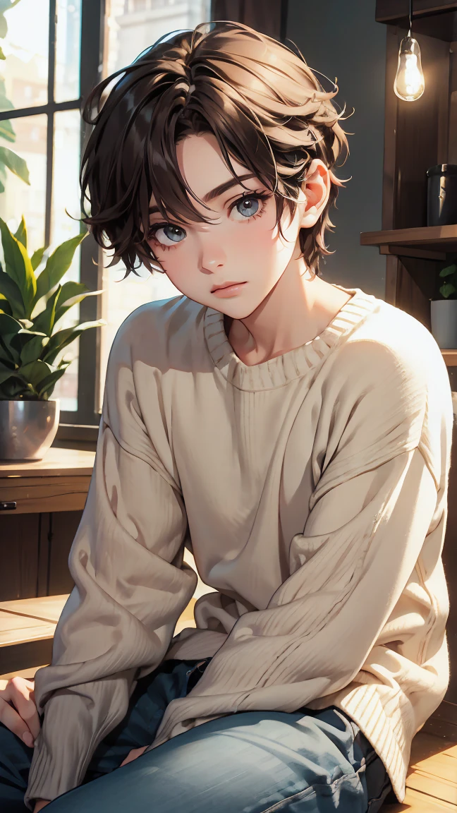 . Shota (shota)
prompt: 8k、masterpiece、Highest quality、Ultra-high resolution、Professional Lighting、Warm natural light、Casual cafe interior、A cozy space with houseplants、Full body angle shot、Soft lighting、INFP Male、Realistic facial details、Oval Face、Brown medium hair、Warm brown eyes、Beautiful eyelashes、White skin、A gentle smiling face、Neutral colored sweaters and jeans、Relaxed pose、Friendly atmosphere