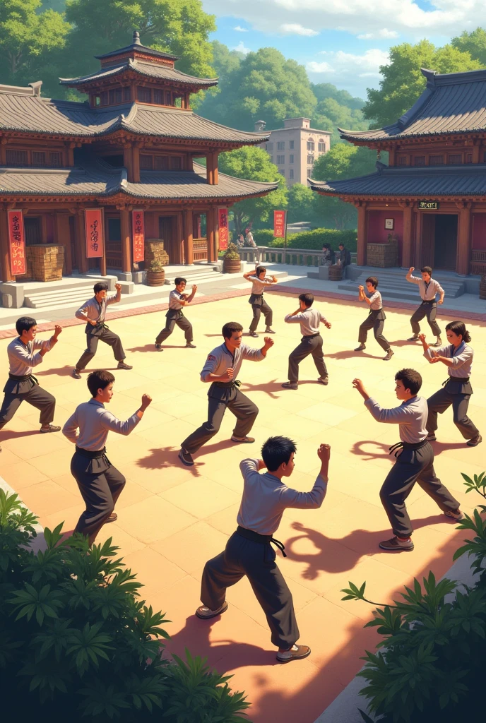 Robust children,Republic of China clothing,Practice martial arts with a boat anchor in hand,Mountains