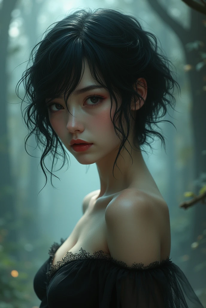 Dragon girl short black hair sexy