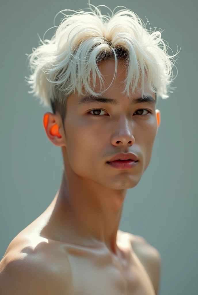 candid RAW photo, fashion photography of mixed ethnics 22 year old male supermodel, short silver gray hair under-cut hairstyle, masculine appearance, toned and slender, small pectorals, delicate and symmetric face and body, (natural freckles:0.2), natural olive skin tone, Gorgeous young  attractive and charming,  at the open wild flower fields, wears an open luxurious robe white and rainbow color patterned, naked body whit 8 inch cock side, (BWC), dynamic angle, Good expression, Sexy but cute, (((NSFW)), (cock focus), ((Pay attention to the layer and arrangement of body parts and surrounding objects)), ((Pay attention to the body composition)), romantic atmosphere of a lively background, soft light, Employing three-point lighting and incorporating 3D animation shadows, the photographer enhances the models' features, resulting in an image of unparalleled realism and detail. Capture full-body short, dynamic angle, using a Canon EOS R6 and Sigma AF 24mm F1.4 EX DG HSM lens by Thomas Synnamon, the focus of the photo is on his captivating presence and the intricate details of the surroundings, Utilize natural soft lighting, casting gentle highlights and shadows that accentuate the contours of his face and body, The light creates a warm intimate atmosphere with a soft golden tone that enhances his skin, With its dramatic composition and seductive lighting, this masterpiece invites viewers to immerse themselves in a world of charm and sophistication. It celebrates the beauty of the male form while capturing the essence of a fun-filled day, where joy and relaxation abound, 