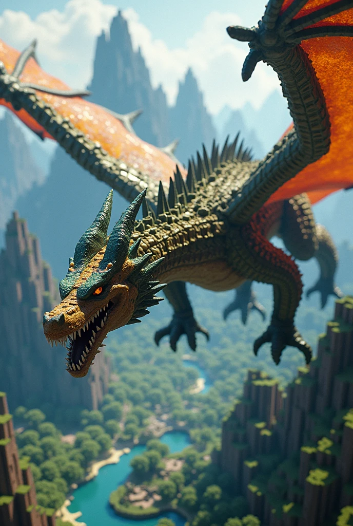 Minecraft Enderdragon in Overworld in Realistic Style