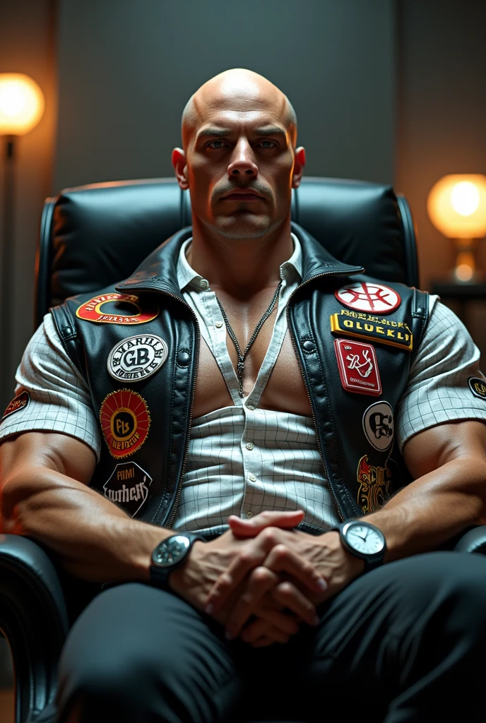 (male:1.2), man, (beard:0.8), (bodybuilder:0.9), (skinhead:0.7),cold face, tough guy, cowboyshot, tattoo, french windows, luxury hotel
masterpiece, best quality, photorealistic