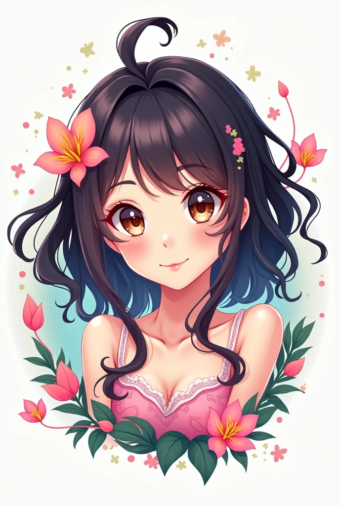 portrait, solo, 1girl, black hair, long hair, bangs, high ponytail, hairbow, looking at viewer, smile, blush, medium breasts, sunbeam, Snake_Plant \(flower\), floral background <lora:mino_tarou_loveplus_style_v01:1>