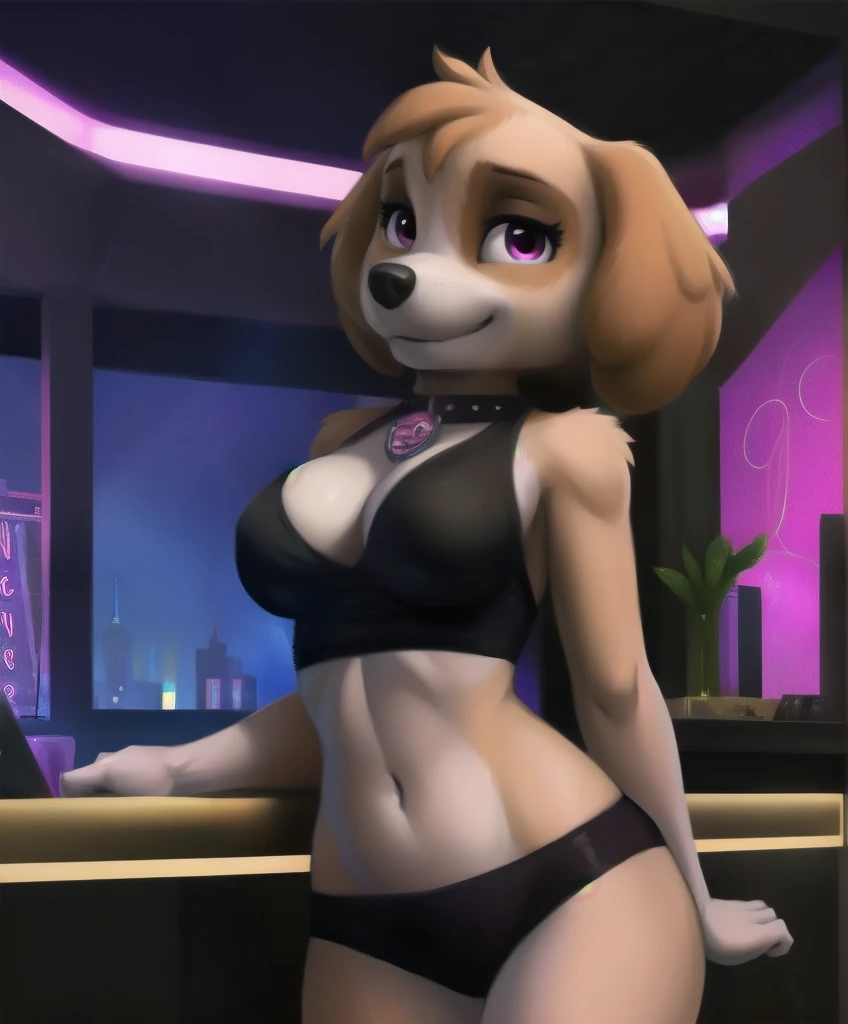 Dog head on a sexy woman perfect body in the strip club and being a stripper and is naked and having sex with you