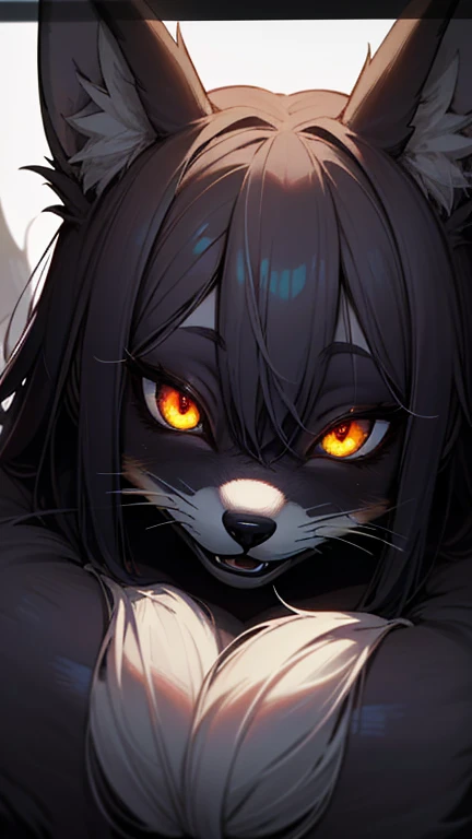 masterpiece,insanely detailed, absurdres, 16K, a girls, kemono, furry face,headshot, macro shot, luminous eyes, with crazy eyes, (fox_girl, anthro furry:1.5),(anthro_female_fox:1.0), fluffy fur, white background, face focus,gothic ****ta, gothic atmosphere,