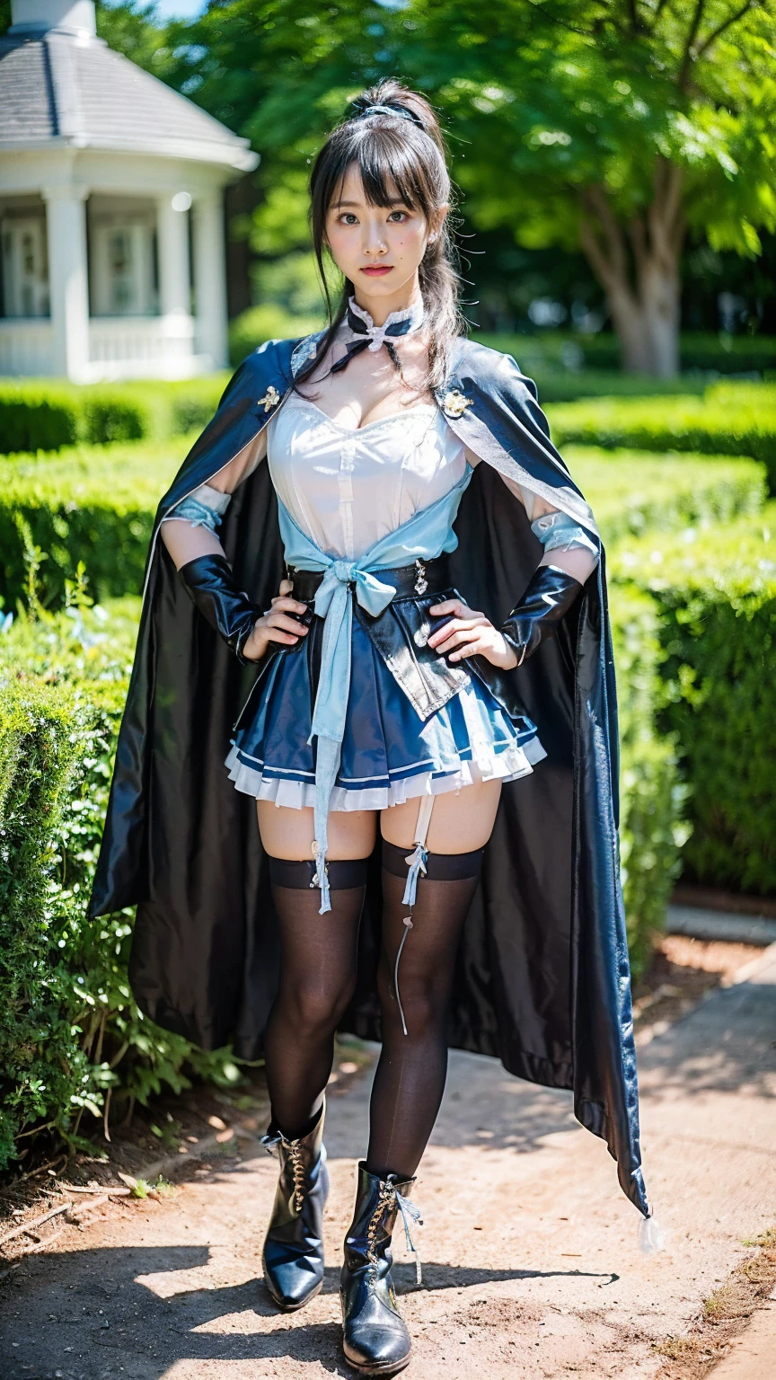 Full body, Princess Zelda as a humanoid possum, large breasts, in one ((black maid's outfit with white skirt and white pantyhose with clip on skirt)), she has ((short black hair)) and ((blue eyes)), she is inside a cave, 16k, highres, best quality, award-winning, high details, anatomically correct, masterpiece, UHD, ccurate, retina