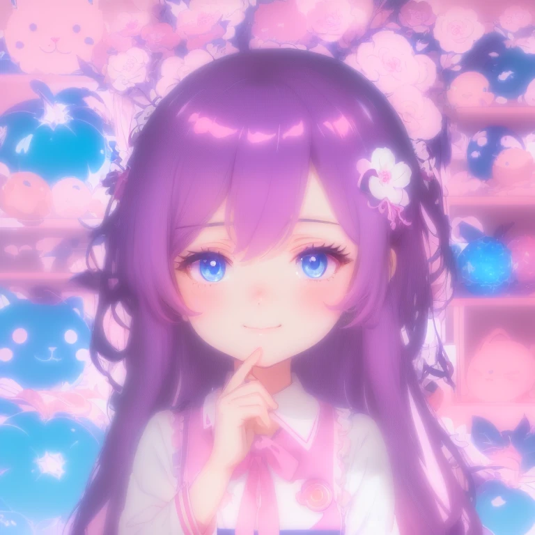 Korean purple hair butterfly woman with headphone and pink glitter dress crying with bruises on face and name behind sad children