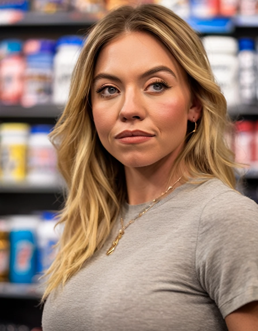 professional close-up portrait photography of the face of a beautiful ((ohwx bodybuilder woman)) at lottery retailer during Afternoon, Nikon Z9, angry