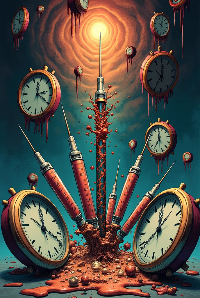 doomsday clock, "Dooms Day" writing on the clock, scared aliens screaming, hyper-detailed satiric graphic illustration