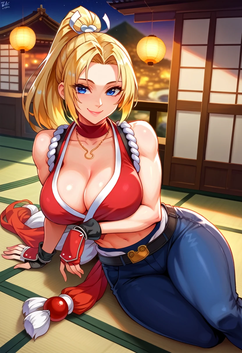 two woman kissing each other, score_9, score_8_up, score_7_up, 1girl, solo, BlueMary, short hair, blue eyes,pants, crop top, turtleneck, belt, large breasts, fingerless gloves, necklace, standing, standing, lying on floor, on side, flirtatious smile, looking at you, night, street, illimunated city, from above, ((、Mai Shiranui,ponytail,Background is a Japanese-style room in a Japanese house:1.3)),, Looking at the audience,Slim and sexy figure, the best quality, (8k), (4K),(masterpiece), (the best quality), Extremely detailed, Game CG, Ultra Detailed, illustration, Beautiful Body,Beautiful nose,fair character design, Perfect Eye, Perfect Face , 1 girl, 30 years,Fair Finger,Fair body, Fair Nose,Fair character design, perfect Eye, perfect Face,expressive Eye,Perfect balance,(Light_Smile:0.3), official art,Extremely detailed CG Unity 8K wallpaper, Perfect lighting,rich and colourful, bright_front_Face_Lighting,White skin, (masterpiece:1.0),(the best_quality:1.0), Ultra-high resolution,4K,Ultra Detailed, photography, 8k, HDR, high resolution, Kodak Portrait 400, Film Grain, Blurred background, bokeh:1.2,Professional photographer, (Fair,Big goals_Chest:1.4), underwear,lace, underwear, lingerie、(((smile,pretty face:1.3))), full body, kissed, kissing , kiss
