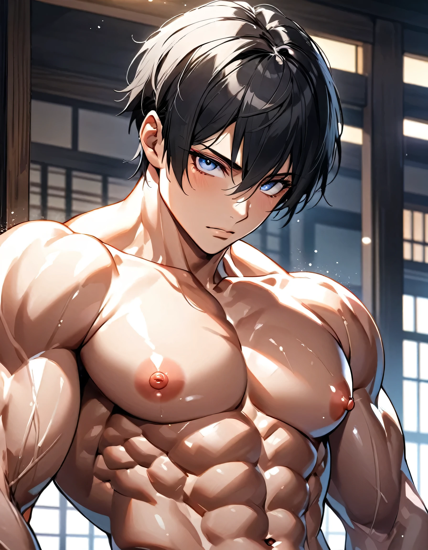 high quality, (japanese 25 years old boys anal fuck 25 years old japanese man from behind:1.5), (detailed eyes), (black short hair), (muscle:1.5), naked,(shiny skin), (detailed puffy nipples:1.1), (orgasm:1.5),(muscular chest),(boy's face:1.2),(cum on faces), penises, cum shot,