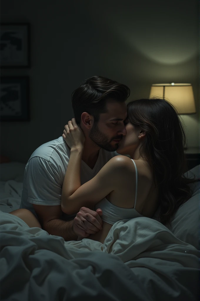 Create an image of betrayal in bed. realisitic