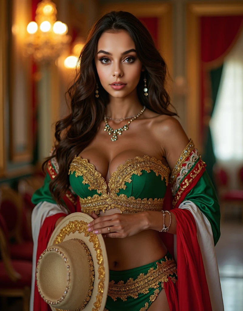 (Masterpiece, Top Quality, Best Quality, Beautiful and Aesthetic:1.2), Extremely Detailed, Photo of a woman, A colorful market in Marrakech with fragrant spices and exotic carpets, tight-fitting colorful caftans with golden decorations, 18 years old, Perfect Body, Perfect rare face, (very detailed skin), black colored long hair, Skin texture, Sharp focus on rare face, Perfect brown eyes, (Photorealistic), Film grain, name Samira,