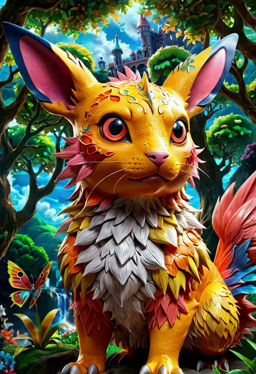Pokémon, a beautiful detailed Pokémon, detailed facial features, detailed eyes, detailed nose, extremely detailed, 8k, hyper-detailed, intricate details, vibrant colors, dynamic lighting, cinematic composition, fantasy landscape, magical atmosphere, masterpiece, best quality, very aesthetic, absurdres