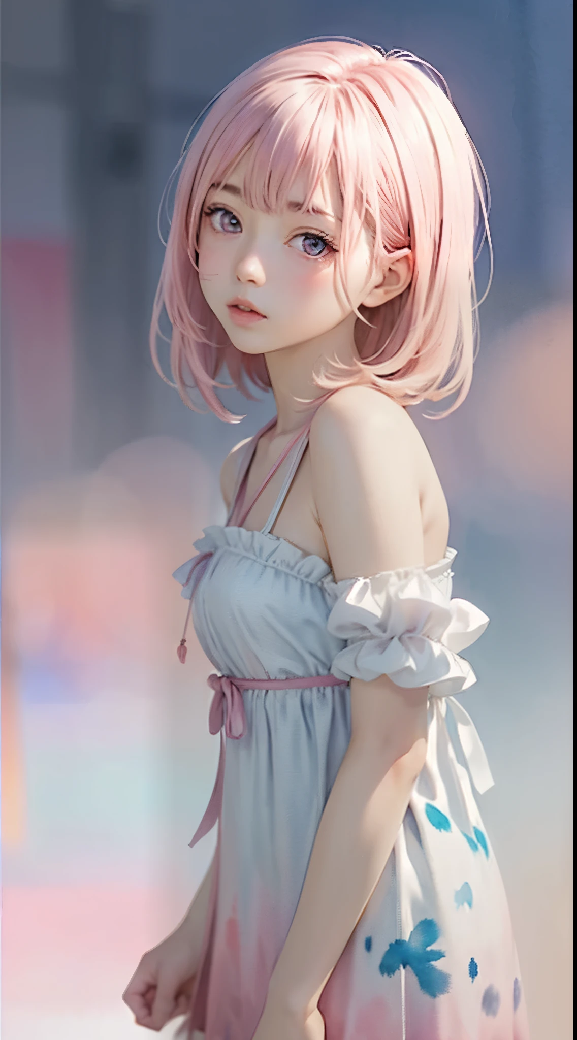 (((Blurred background、Watercolor style background)))、A girl、１６talent、anatomy、Light pink eyes、#11: Loose Low Ponytail、Light pink hair、Small Breasts、Black open collar dress、Transparent lace dress、translucent、Random pose、best quality、high resolution、high resolution、Light、Professional photographer、(masterpiece:1.5)、(best quality:1.5)、(8k:1.2)、(Very detailed:1.2)、(Practical:1.2)、(超high resolution:1.2)、(Highly detailed and Practical skin:1.2)、(Very detailed and clean sharp eyes:1.2)、(Three women sentenced to prison.:1.5)、(Violent sex with multiple men:1.6)、(Overflowing love juice:1.4)、(Once the hiccups:1.5)、rest、(20-year-old woman weight loss:1.3)、(Beautiful eyeliner)、(Beautiful eye shadow)、natural lip color、rest、(White transparent thin underwear:1.2)、（White lace underwear：1.2）、rest、(Long shoulder-length white hair:1.8)、(flat chest：1.8)、（Underwear was torn by many people:1.5）、（The underwear was torn:1.6）、（Shredded panties:1.8）、（（Half naked:1.8））、Not even a ray.、(I&#39;I twitch:1.6)、(blush:1.2)、(ecstasy:1.6),(ending:1.2),(Vulgar:1.2),(stupid:1.2),(steam:1.5),(trembling:1.8),(Tears:1.2),(Slobber:1.5),(Sweat:1.4),(Roll your eyes:1.6)、（The underwear was torn in the middle by multiple people：1.5）、（The underwear is torn in the middle：1.8）、（soak：1.2）、（Multiple people take turns：1.5）、（Overall damage to underwear：1.2）、（Chest compressions：1.5）、（The underwear was torn in many places：1.8）、（Torn from top to bottom.：1.2）、（Extensive exposure of genitals：1.8）、（Showing female pink genitals：1.8）、（Exposing breasts：1.8）、（Torn from top to bottom.Exposing body parts：1.8）、（Torn from top to bottom.Exposing the skin of the body：1.2）、（The underwear was torn in many places on the upper body：1.5）、（Exposing breasts：1.5）、（Many people have seen：1.5）、（body fluid：1.5）、（Being touched by many people：1.2）、(Very small：1.3)、(Very small nipples：1.3)