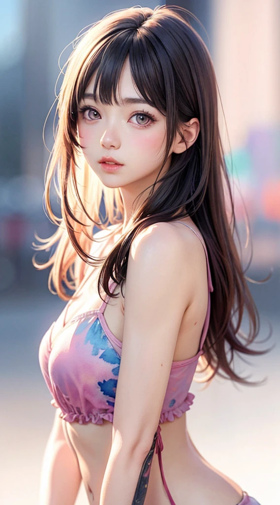 Realistic photos, 8k、(((Blurred background、Watercolor style background)))、A girl、１６talent、anatomy、Light pink eyes、#11: Loose Low Ponytail、Light pink hair、Small Breasts、Black open collar dress、Transparent lace dress、translucent、Random pose、best quality、high resolution、high resolution、Light、Professional photographer、(masterpiece:1.5)、(best quality:1.5)、(8k:1.2)、(Very detailed:1.2)、(Practical:1.2)、(超high resolution:1.2)、(Highly detailed and Practical skin:1.2)、(Very detailed and clean sharp eyes:1.2)、(Three women sentenced to prison.:1.5)、(Violent sex with multiple men:1.6)、(Overflowing love juice:1.4)、(Once the hiccups:1.5)、rest、(20-year-old woman weight loss:1.3)、(Beautiful eyeliner)、(Beautiful eye shadow)、natural lip color、rest、(White transparent thin underwear:1.2)、（White lace underwear：1.2）、rest、(Long shoulder-length white hair:1.8)、(flat chest：1.8)、（Underwear was torn by many people:1.5）、（The underwear was torn:1.6）、（Shredded panties:1.8）、（（Half naked:1.8））、Not even a ray.、(I&#39;I twitch:1.6)、(blush:1.2)、(ecstasy:1.6),(ending:1.2),(Vulgar:1.2),(stupid:1.2),(steam:1.5),(trembling:1.8),(Tears:1.2),(Slobber:1.5),(Sweat:1.4),(Roll your eyes:1.6)、（The underwear was torn in the middle by multiple people：1.5）、（The underwear is torn in the middle：1.8）、（soak：1.2）、（Multiple people take turns：1.5）、（Overall damage to underwear：1.2）、（Chest compressions：1.5）、（The underwear was torn in many places：1.8）、（Torn from top to bottom.：1.2）、（Extensive exposure of genitals：1.8）、（Showing female pink genitals：1.8）、（Exposing breasts：1.8）、（Torn from top to bottom.Exposing body parts：1.8）、（Torn from top to bottom.Exposing the skin of the body：1.2）、（The underwear was torn in many places on the upper body：1.5）、（Exposing breasts：1.5）、（Many people have seen：1.5）、（body fluid：1.5）、（Being touched by many people：1.2）、(Very small：1.3)、(Very small nipples：1.3)、Ultra high definition, Textured skin, Very detailed, 