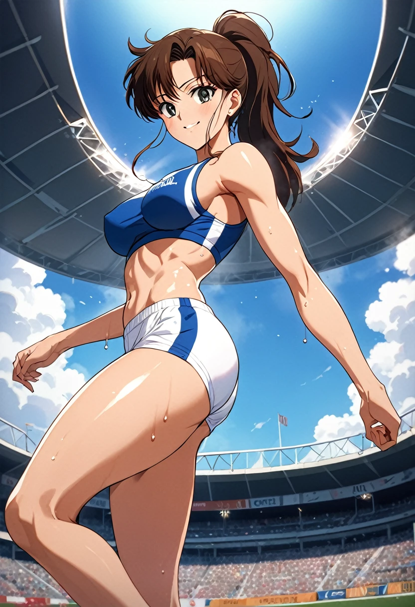 a girl, Ochako Uraraka, My hero, My Hero Academia, Ochako Uraraka, athlete, com roupa de athlete, sprinting, finishing an olympic race, confrontation, roupa de athlete