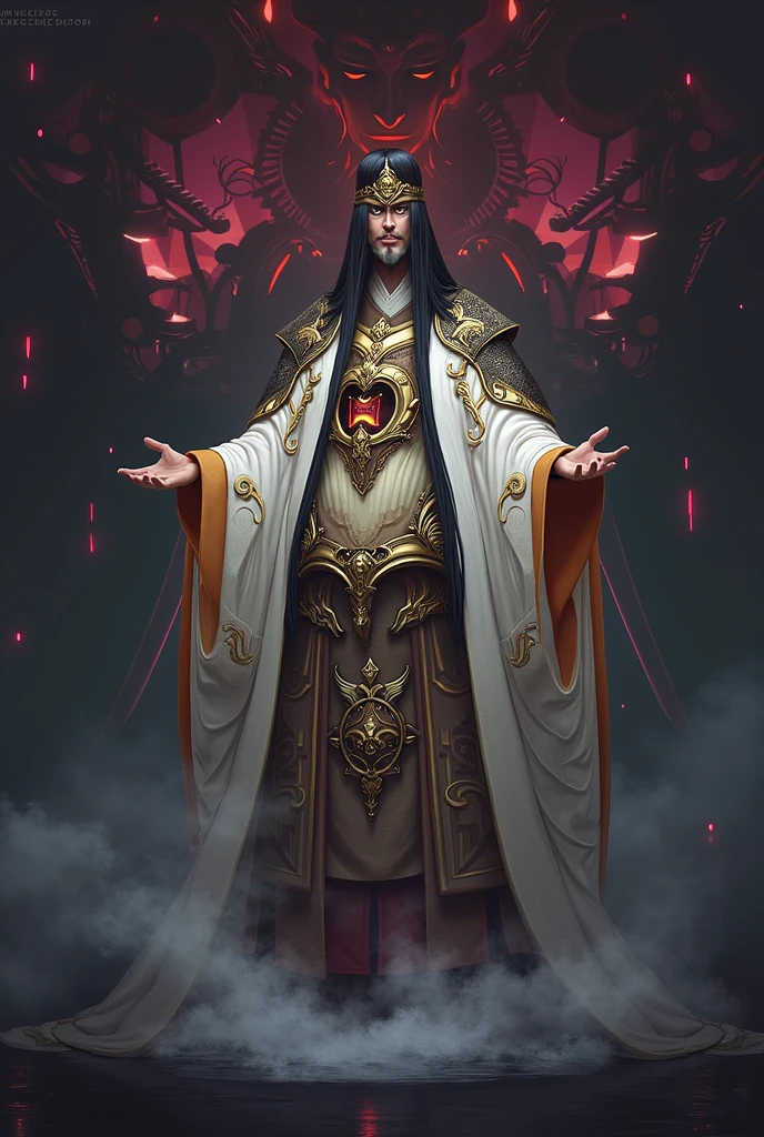offcial art,Hell Demon,Black robe,(shinigami ), (Red theme:1.1), golden theme, scythe, Dark Star,Skull pile, Skeleton body,unholy,red eyes,Black Crow,die,Cross chains, tarot cards,8K,A high resolution,High- sharpness,ultra - detailed,3D,