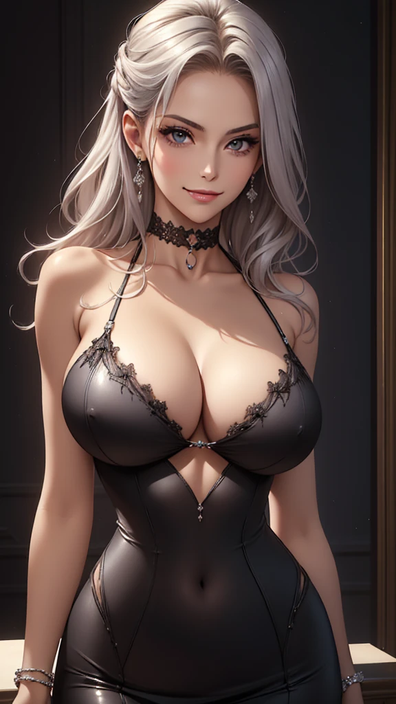 ((best quality, masterpiece)), detailed, realistic, 1woman, cool, sexy, beautiful, sensual, sexual, fancy beautiful sleeveless stylish diamond micro bikini, choker, long stylish platinum silver hair, dark shades, smug smile, cleavage, perfect firm tight breasts, round premium breasts , sexy breasts , amazing boobies
