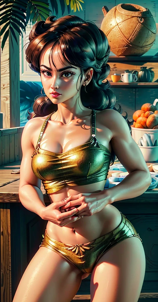 (best quality,4k,8k,highres,masterpiece:1.2),ultra-detailed,(realistic,photorealistic,photo-realistic:1.37), lunch de dragón ball zbeautiful detailed face,detailed eyes,beautiful detailed lips,long eyelashes,beautiful goddess,sensual goddess,beautiful large breasts,beautiful wide hips,small waist,close-up,full moon