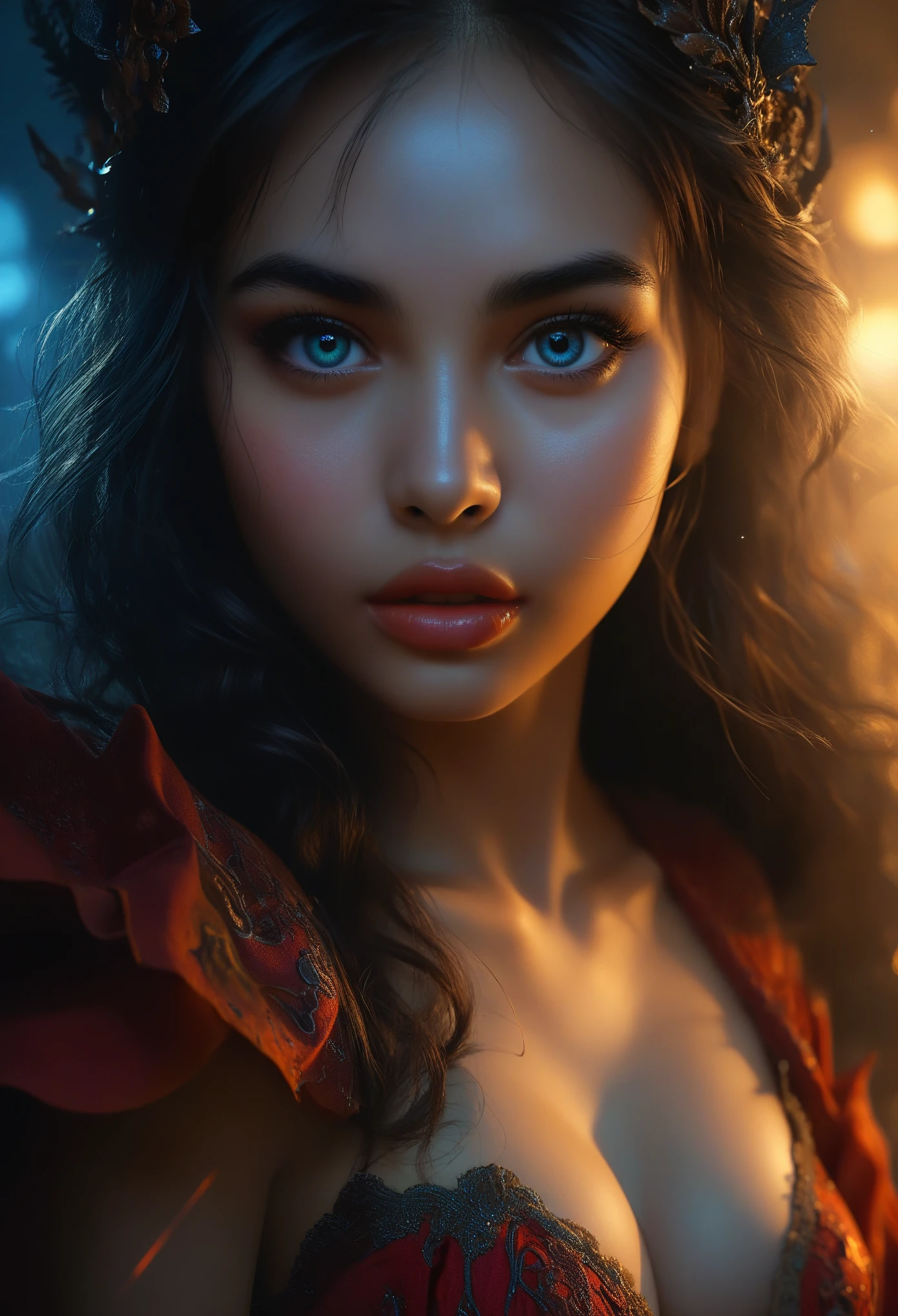 a beautiful 1 demon girl, detailed beautiful face,beautiful detailed eyes,beautiful detailed lips,extremely detailed eyes and face,longeyelashes,beautiful breasts,revealing herself,masturbating,ecstasy,sensual,erotic,dark fantasy,digital art,highly detailed,photorealistic,8k,hyperrealistic,dramatic lighting,chiaroscuro,moody colors,dark atmosphere